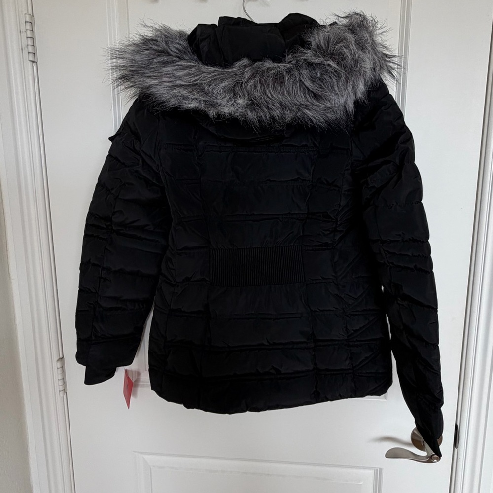 ❤️New Nautica Ladies Puffer with Faux Fur Hood BLACK color Size M - Picture 8 of 8